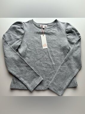 GB girls Gray Puff Shoulder Long Sleeve Top